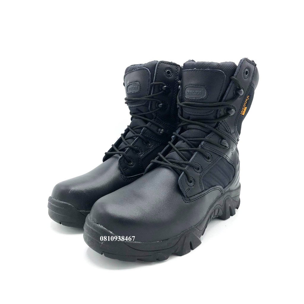 รองเท้าทหาร รองเท้าข้อยาว Delta สีดำ เสริมด้วยผ้า Cordura 1000 D ทอละเอียดที่มีความหนาแน่นและทนทานสูง (สินค้าถ่ายจากข