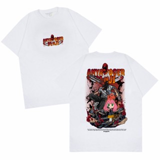 tshirt เสื้อยืด พิมพ์ลาย Sakazuki Kaos Anya Forger With Denji Chainsaw Man Series-A0144 สําหรับผู้ชาย(S-5XL)