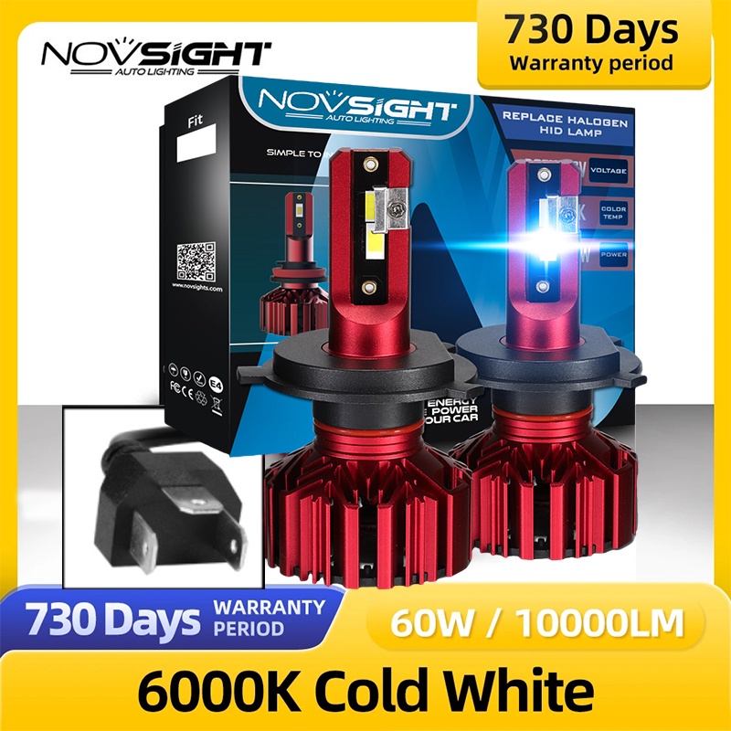 1 Pair Novsight ไฟหน้ารถ ไฟตัดหมอก H4 H11 LED Headlight หลอดไฟหน้ารถยนต์10000LM 6000K 60W
