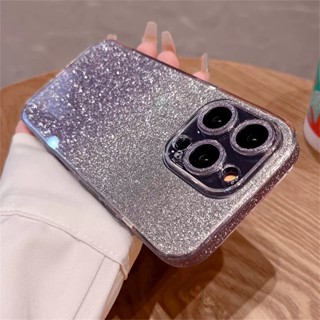 Diamond Starry Sky Flash เคส iPhone 14 Pro Max เคส iPhone 13 12 Pro Max 14 Plus พร้อมเลนส์ป้องกันกล้อง ปิดเต็มรูปแบบ กันกระแทก กระจกป้องกัน เคสหลังแข็ง