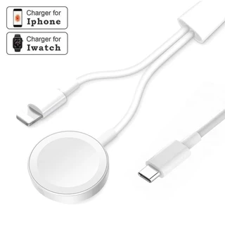 Ankndo 2 in 1 ที่ชาร์จไร้สาย Type C สําหรับ i(Watch) 7 SE 6 5 4 3 2 Series 45/44/42 มม. 41 มม. 40 มม. USB Type-C