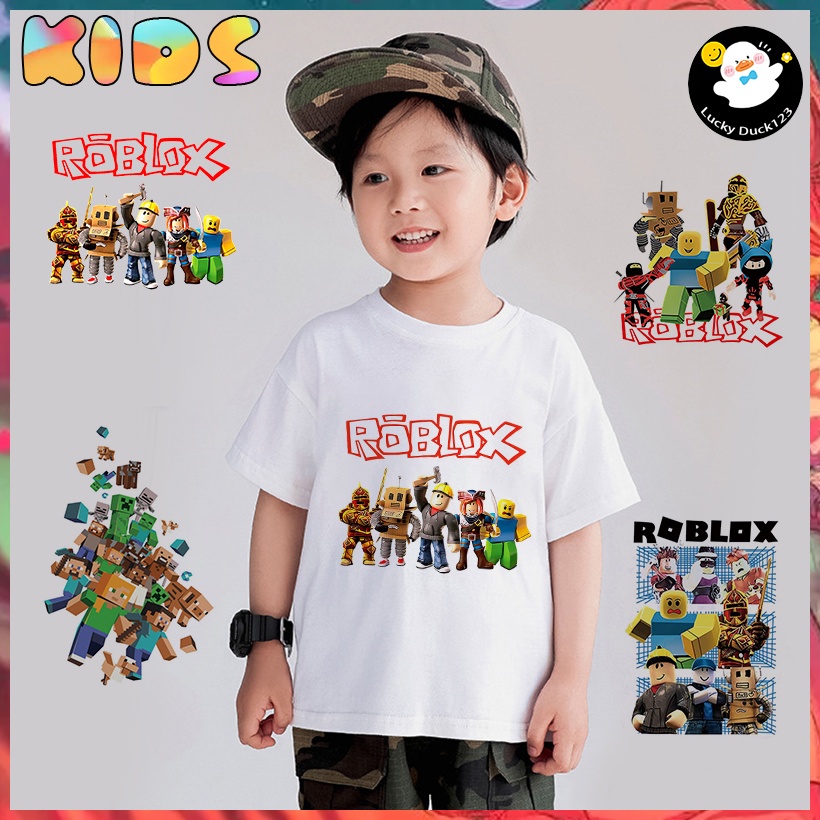 Baju Budak เสื้อยืดแขนสั้น พิมพ์ลาย Minecraft สีขาว แฟชั่นสําหรับเด็กผู้ชาย ผู้หญิง อายุ 1-9 ปี