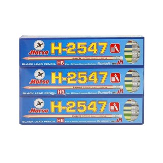 HOMEHAP ตราม้า ดินสอ HB รุ่น H-2547 ลายริ้ว (กล่อง 12) ดินสอ