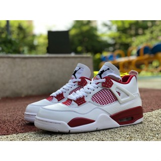 ใหม่ ขายดี รองเท้าวิ่ง Air Jordan 4 Retro “Alternate’ 89 สีขาว แดง AJ4 2023 308497-106