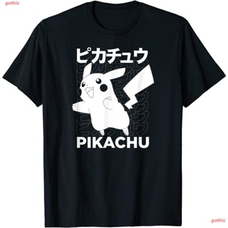 เสื้อยืดแขนสั้นเสื้อแฟชั่นผญ sexy เสื้อสาวอวบ เสื้อยืดกีฬา Pokemon Pikachu Kanji Pigment T-Shirt Sports T-shirt TeeS-5XL