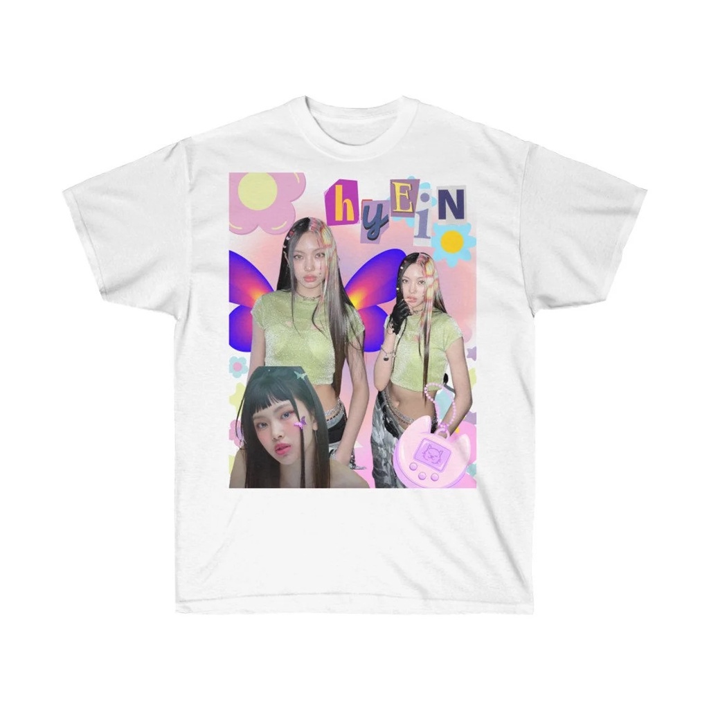 ย้อนยุคเสื้อยืดแฟชั่น Newjeans Hyein เสื้อยืดโอเวอร์ไซส์ Merch | ยีนส์ใหม่ฮเยอิน | newjeans ฮันนี่ |