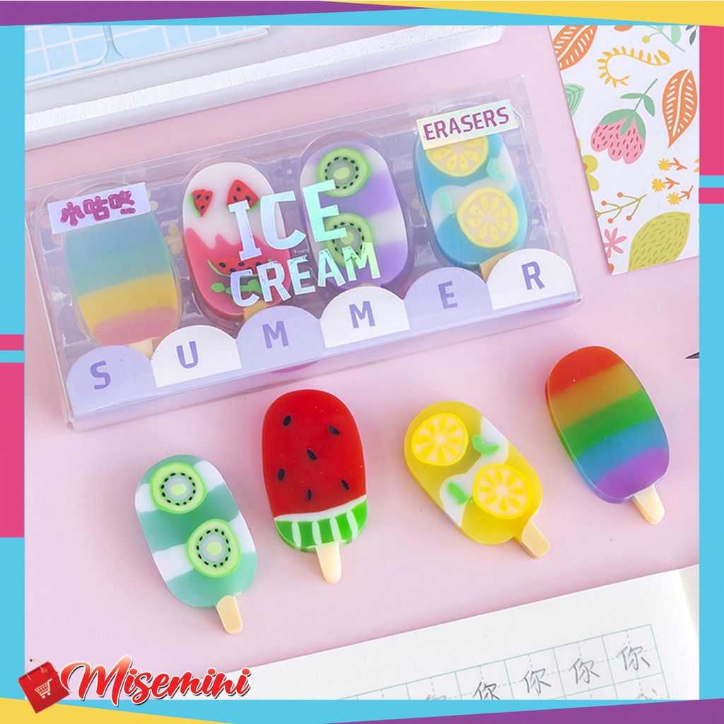 ไอศกรีม Erazer ไอศกรีมตัวละครดินสอยางลบชุด 4 ชิ้น Misemini 846