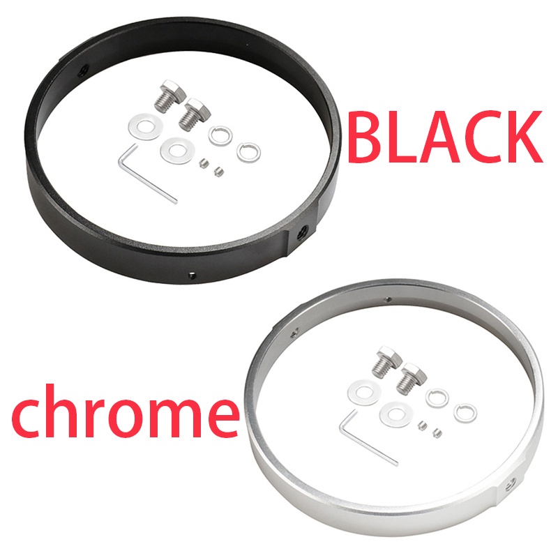 แหวนอะแดปเตอร์เมาท์ขาตั้งไฟหน้า LED 5.75 7 นิ้ว สีดํา โครเมี่ยม สําหรับรถจักรยานยนต์ Honda Yamaha