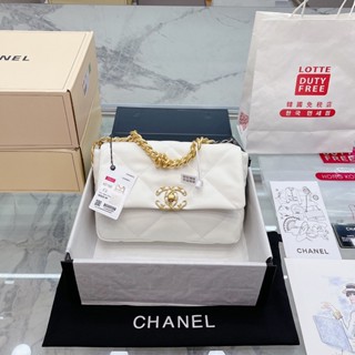 Chanelss(พร้อมกล่อง) 19 Series ฮาร์ดแวร์โลหะ กระเป๋าโซ่ กระเป๋าสะพายไหล่ เมสเซนเจอร์ ลําลอง แฟชั่นสําหรับผู้หญิง