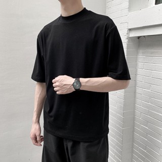 เสื้อยืดแขนสั้น คอสูง สไตล์เกาหลี แฟชั่นฤดูร้อน สําหรับผู้ชาย