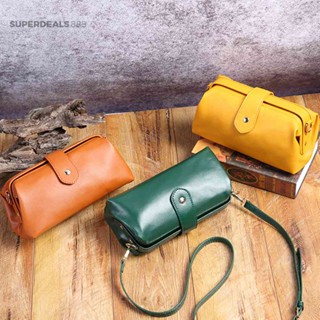 [SuperDeals888.th] กระเป๋าสะพายไหล่ หนัง PU มีซิป สีพื้น สไตล์เรโทร สําหรับสตรี