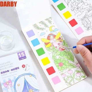 Darby สมุดระบายสี พร้อมแปรง และกระดาษวาดภาพระบายสี สไตล์เจ้าหญิง สําหรับเด็ก และผู้ใหญ่