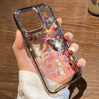 เคสโทรศัพท์ซิลิโคน TPU ใส แบบนิ่ม ลายการ์ตูนแมว กันกระแทก สําหรับ IPhone 14 11 13 12 Pro XS Max XR X 8 7 6S Plus