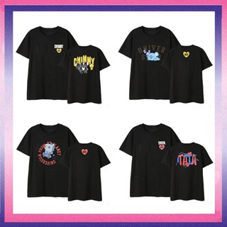 เสื้อยืดแขนสั้นพิมพ์ลายการ์ตูน bts bt 21 สไตล์เกาหลีสําหรับผู้หญิง