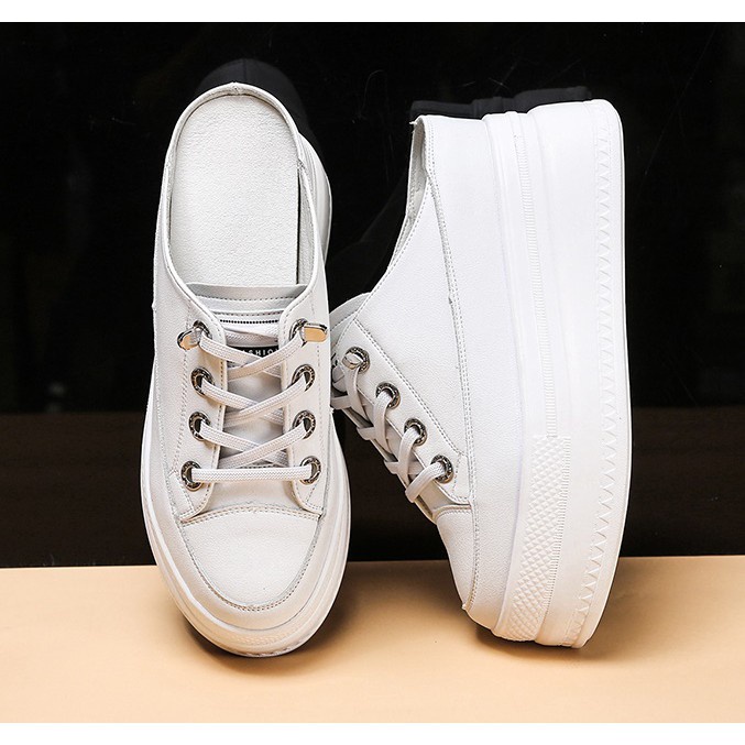 (IL215)ผ้าใบเปิดส้น สูง8cm/3.2นิ้ว (ขาว,ดำ) Sz.34-39 **❥𝓟𝓻𝓮-𝓞𝓻𝓭𝓮𝓻