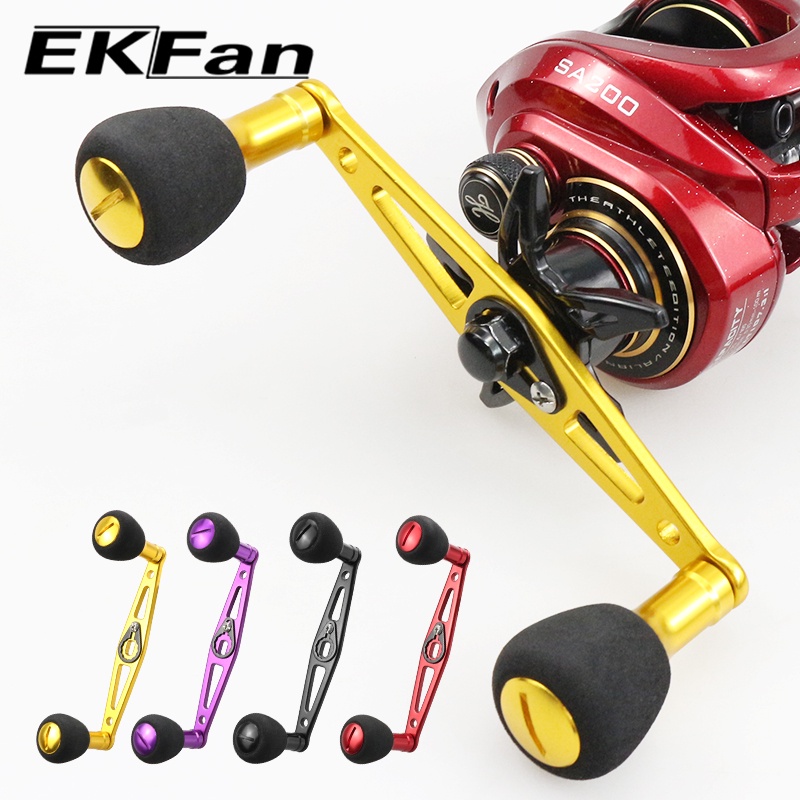EKFan 110 มม.อลูมิเนียมอัลลอยด์&EVA ลูกบิด Baitcasting ตกปลา reel จับสําหรับ daiwa abu Shimano 8*5/7*4 มม.หลุมอุปกรณ์ตกปลาอุปกรณ์เสริม Lure Reel Handle DIY อะไหล่