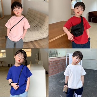 เสื้อสายเดี่ยวแฟชั่น สีทึบ แนวมินิมอล ทรงหลวม คอกลม ผ้าฝ้ายแท้ แฟชั่นฤดูร้อน เด็กผู้ชาย ด็กผู้หญิง