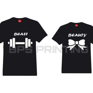 Couple Shirt: Beast /Beauty Black Tshirt for Men Women Statement Tee Shirt Cotton Casual Fashion เสื้อยืด