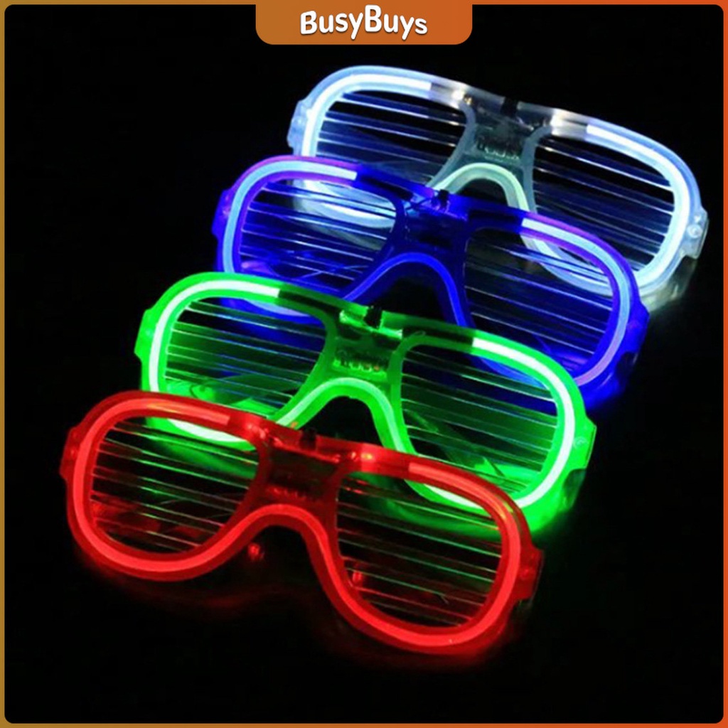 B.B. แว่นตาเรืองแสง ""มีหลอดไฟ LED"" แว่นตาเรืองแสง คริสต์มาส Luminous glasses