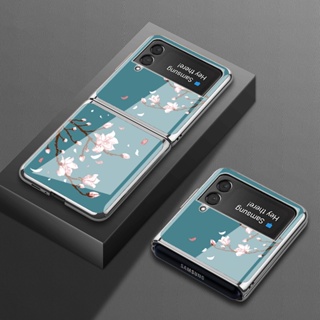 เคสโทรศัพท์มือถือแบบแก้ว ชุบสี สําหรับ Samsung Galaxy Z Flip4 5g Z Flip3 Z Flip4