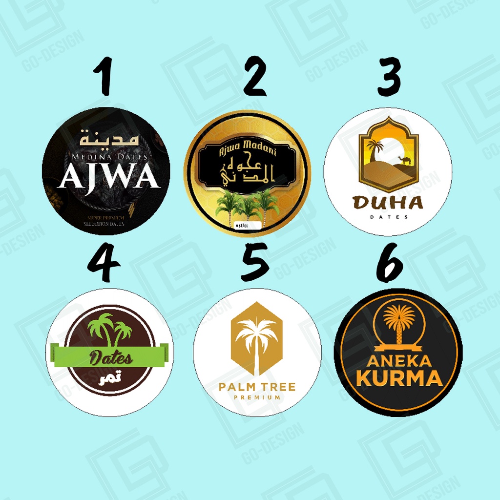 สติ๊กเกอร์วันที่/อินทผลัมต่างๆ/ajwa/สุขkari/khas