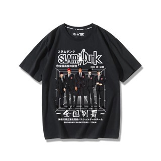 tshirt คอลูกเรือ แขนสั้นโอเวอร์ไซส์เสื้อยืดแขนสั้น ผ้าฝ้ายแท้ พิมพ์ลายอนิเมะ Slam Dunk แฟชั่นฤดูร้อน สําหรับผู้ชาย S-4XL