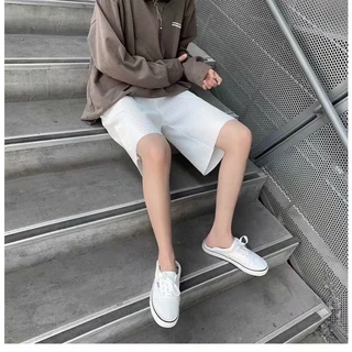 ฤดูร้อนผ้าม่านจีบหลวมระบายอากาศกางเกงขาสั้นสบายๆ