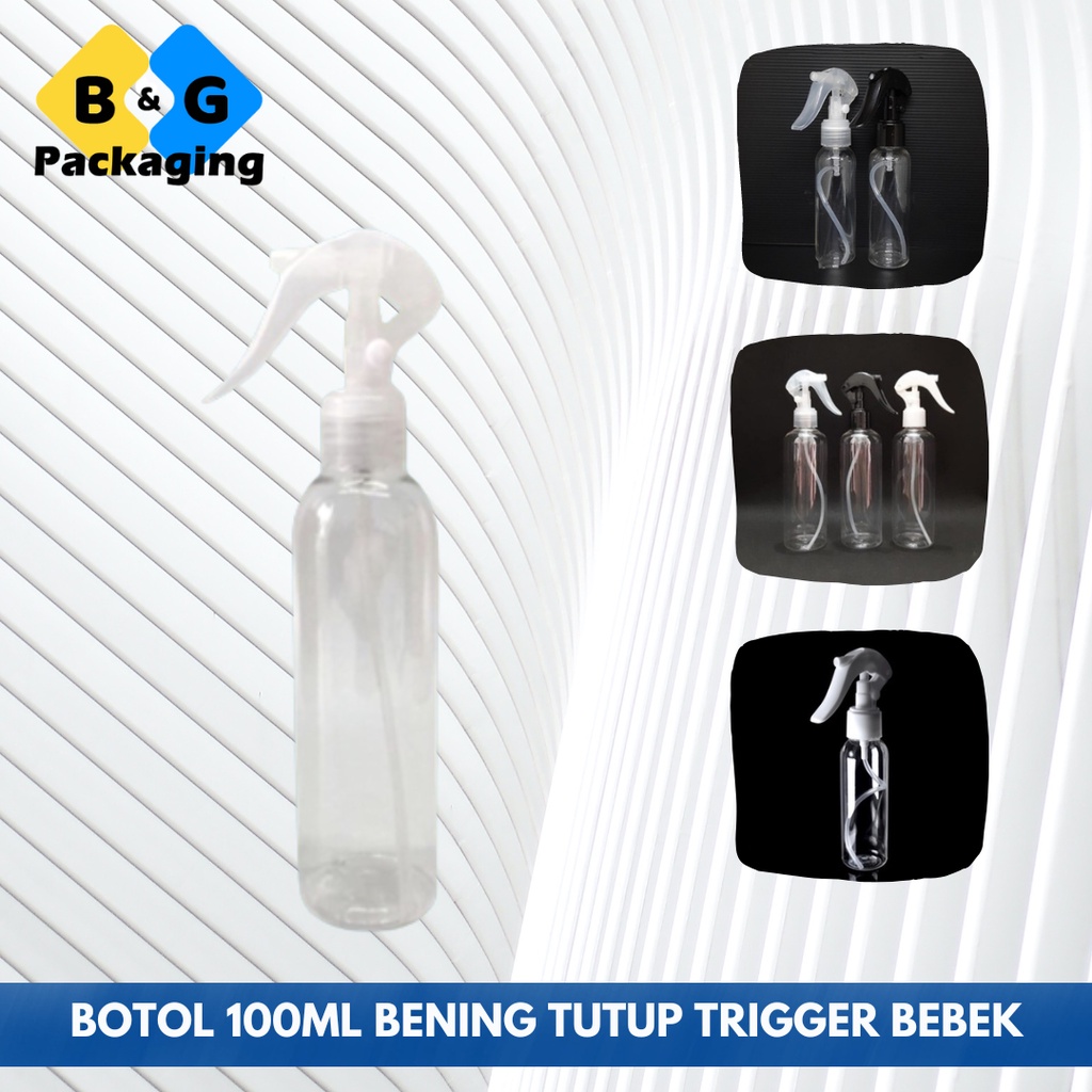 100ML CLEAR TRIGGER DUCK BOTTLE CLEAR WHITE BLACK / 100ML TRIGGER ขวดพลาสติก REFILLABLE CONTAINER