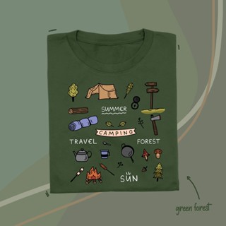 Camping เสื้อยืด T-shirt Unisex Cotton 100% เสื้อแขนสั้น