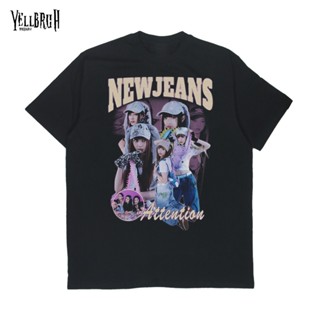 ย้อนยุคKaos NewJeans Bootleg Kpop เสื้อยืด สีดํา สีเหลืองS-5XL