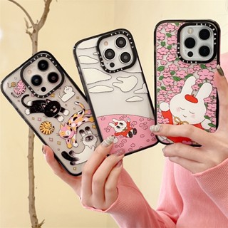 Casetifg เคสโทรศัพท์มือถือ ซิลิโคน TPU แข็ง กันกระแทก ลายดอกไม้ กระต่าย พร้อมกล่อง คุณภาพสูง สําหรับ iPhone 11 12 13 14 Pro Max 14 Plus