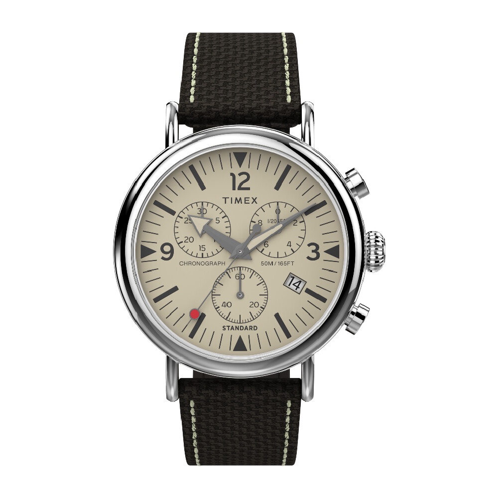 Timex TW2V43800 WATERBURY STANDARD นาฬิกาข้อมือผู้ชาย สายผ้า สีน้ำตาล หน้าปัด 41 มม.