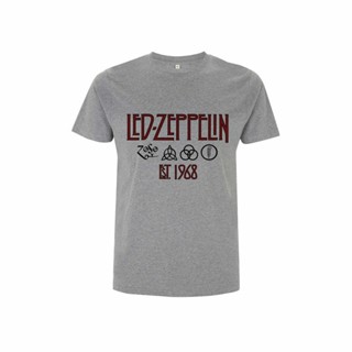 ย้อนยุค[พร้อมส่ง] เสื้อยืดแขนสั้น พิมพ์ลายสัญลักษณ์ Led Zeppelin Est 1968 Ly Licensed Rock Band พลัสไซซ์ ของขวัญวันเกิด