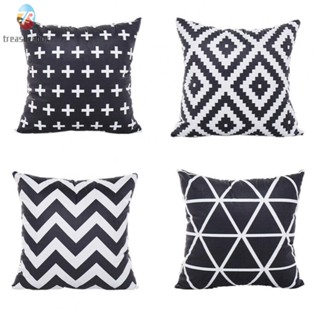 【TRSBX】Black White Geometry Plush Waist Pillow Case Nordic Thorw Cushion Cover