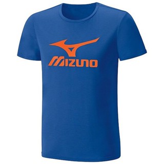 เสื้อยืด พิมพ์ลายโลโก้ Mizuno Big Logo สีฟ้า สไตล์คลาสสิก_01