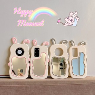 เคสโทรศัพท์มือถือ ซิลิโคนนุ่ม ลายการ์ตูนกระต่ายน่ารัก พร้อมกระจก สําหรับ oppo R15 r17 a3s a5 a8 a31 F11 A9 A9X A11 A3 Y81 Y83 A96 A72 A93 A93S A55 A56 RENO 4SE 5PRO 6PRO 7PRO 8PRO 9