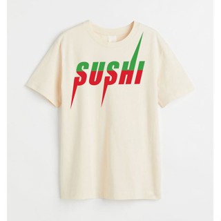 SUSHI BRAND NAME T SHIRT FUNNY เสื้อยืด คอกลม ซูชิ แบรนดเนม หรู ผ้า cotton 100% แฟชั่น สตรีท