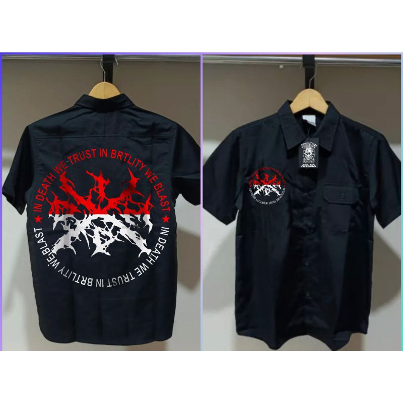 KEMEJA เสื้อโลหะตาย เสื้อทํางานโลหะตาย เสื้อ IDM เสื้อโลโก้ IDM เสื้อสั้น เสื้อเชิ้ตผู้ชาย เสื้อเชิ้