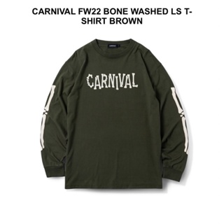 CARNIVAL FW22 BONE WASHED LS T-SHIRT BROWN แขนยาว size m