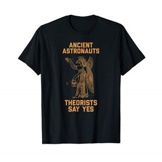 เสื้อยืดสีดำอินเทรนด์นักทฤษฎีนักบินอวกาศโบราณ Say Yes Sumerian Alien Anunnaki T Shirt | | -S-4XL_02