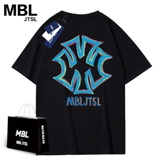 M MBL เสื้อยืดแขนสั้นลําลอง ผ้าฝ้ายแท้ ทรงหลวม แฟชั่นฤดูร้อน สไตล์สตรีท สําหรับผู้ชาย และผู้หญิง_1