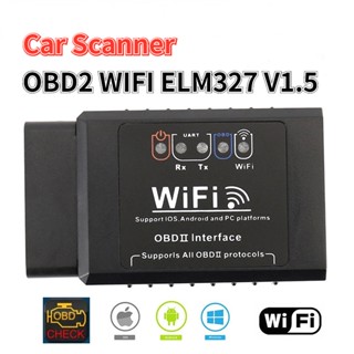 Elm 327 V1.5 OBD2 WIFI เครื่องมือวิเคราะห์ความผิดพลาดในรถยนต์ สําหรับ IOS/Android