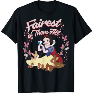 Premium Cotton T-Shirt Disney Snow White Fairest Flower Wreath Graphic Print_03