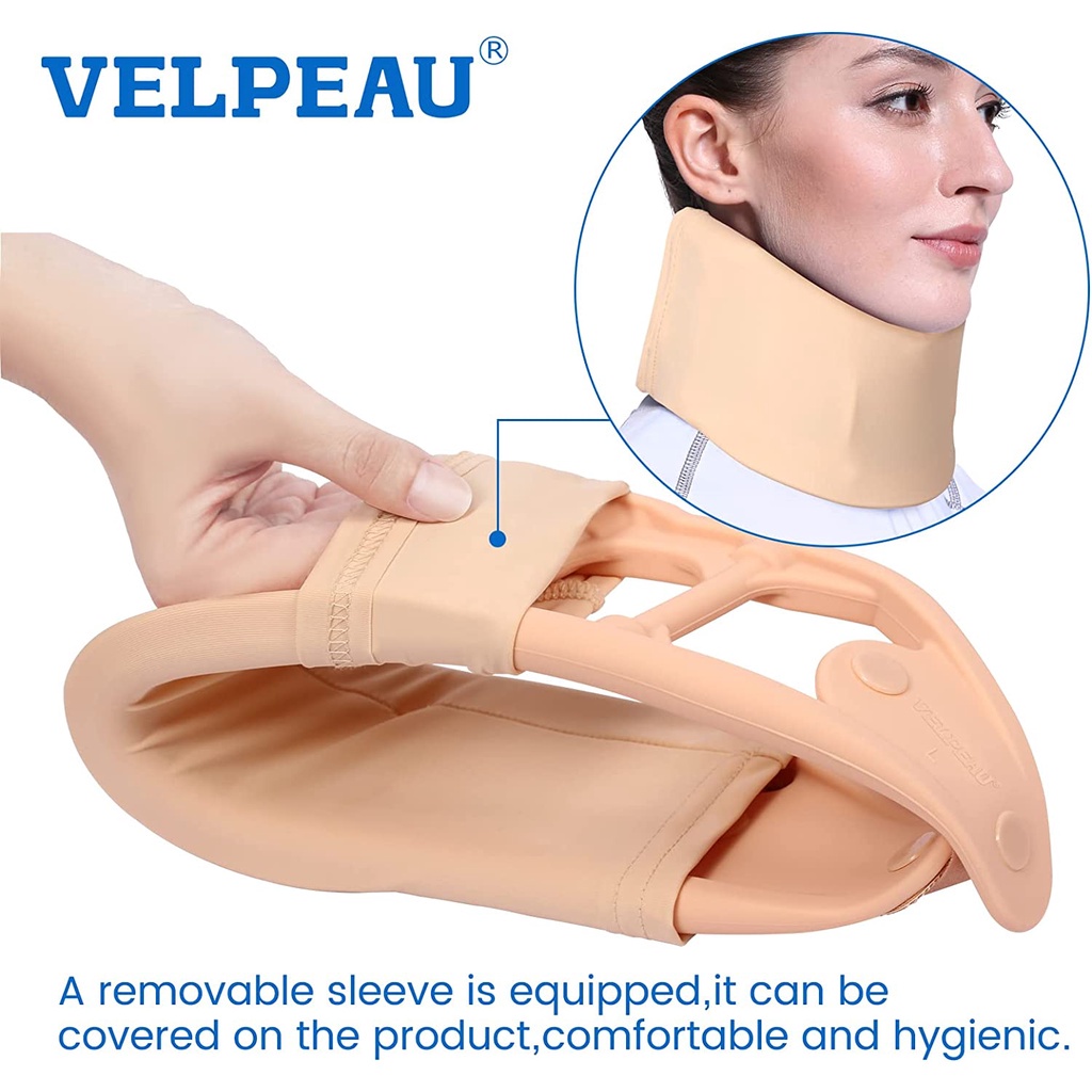 VELPEAU รั้งคอ-ซิลิโคนปากมดลูกคอสนับสนุนสําหรับอาการปวดคอ-นุ่มระบายอากาศกระดูกสันหลัง แส้ ห่อ จัดตําแหน่ง, อาการสั่นและบรรเทาความดันในกระดูกสันหลังสําหรับผู้หญิงและผู - รูปที่ 3