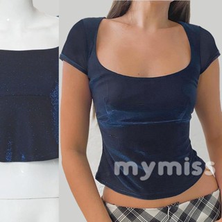 Mymiss1- เสื้อยืดลําลอง คอสี่เหลี่ยม เข้ารูป แฟชั่นฤดูร้อน สําหรับสตรี