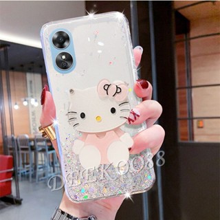 เคสโทรศัพท์มือถือนิ่ม ลายการ์ตูนแมวสีชมพูน่ารัก พร้อมกระจกขาตั้ง สําหรับ OPPO Reno 8 8T Reno8 T 4G 5G Reno8T