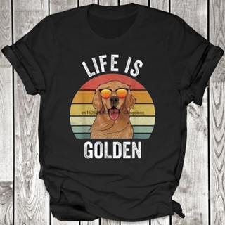 Exlusive Gothic Halloween Gift MenS Gift Life Is Golden Retro Vintag Golden Retriever T Shirt_04