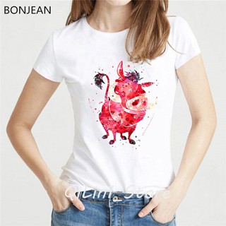 [Hot]۞❁✴HAKUNA MATATA shirt graphic tees women watercolor the lion king print female t-shirt harajuk_05