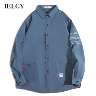 IELGY เสื้อเชิ้ตลําลอง แบบบาง สไตล์ญี่ปุ่น ฮาราจูกุ สําหรับผู้ชาย