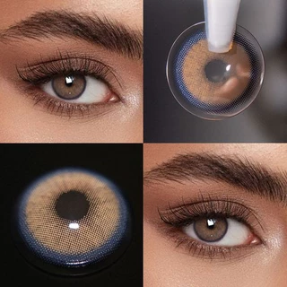 Eyeshare คอนแทคเลนส์ สีน้ําตาล 14 มม. 2 ชิ้น พร้อมเลนส์ สีเทา เครื่องสําอาง 1 ปี